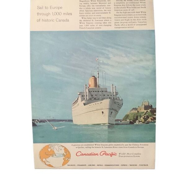 Vintage 1959 Canadian Pacific Sail to Europe Ad Advertisement - Picture 1 of 4